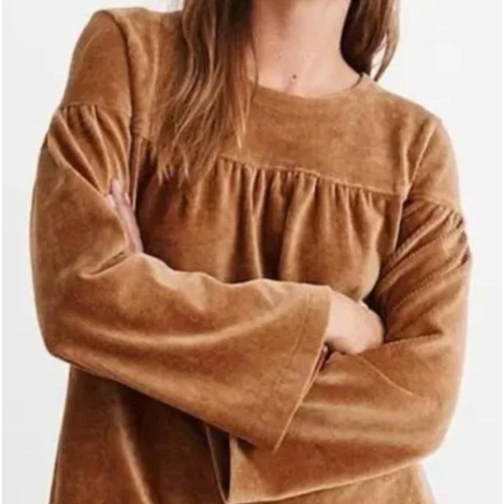 Nwt Madewell Texture & Thread Corduroy Swing Top Warm Hickory-Sz Large